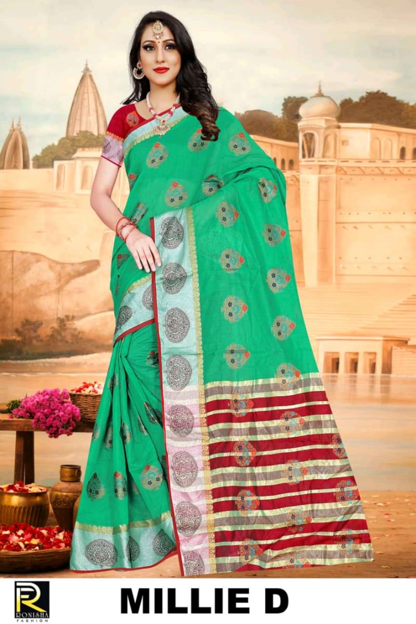 Ranjna Millie Casual Wear Cotton Silk Saree Collction Wholesale Shop
