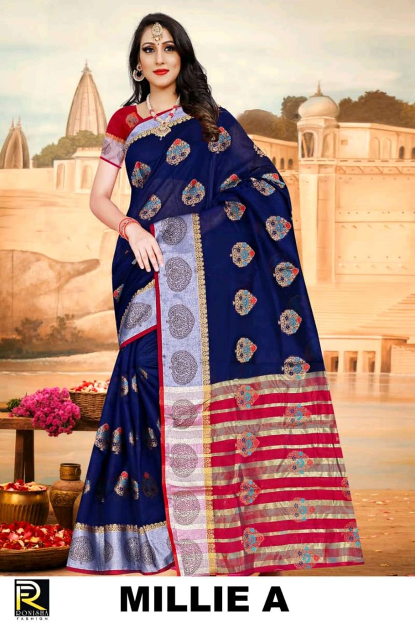 Ranjna Millie Casual Wear Cotton Silk Saree Collction Wholesale Shop
