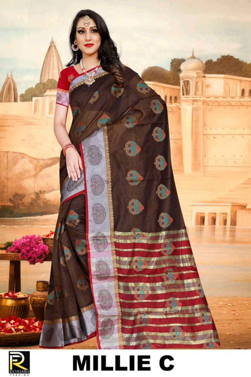 Ranjna Millie Casual Wear Cotton Silk Saree Collction Wholesale Shop