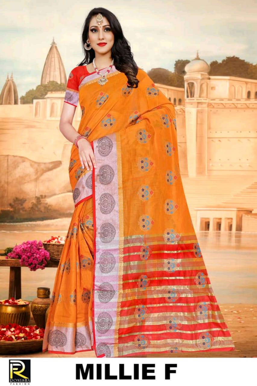 Ranjna Millie Casual Wear Cotton Silk Saree Collction Wholesale Shop