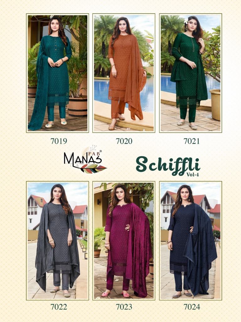 Manas Schiffli Vol 4 Georgette Wear Ready Made Catalog