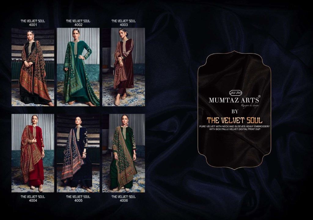 Mumtaz Arts The Velvet Soul Vol 4 Pure Velvet Superior Quality Salwar Suits Catalog