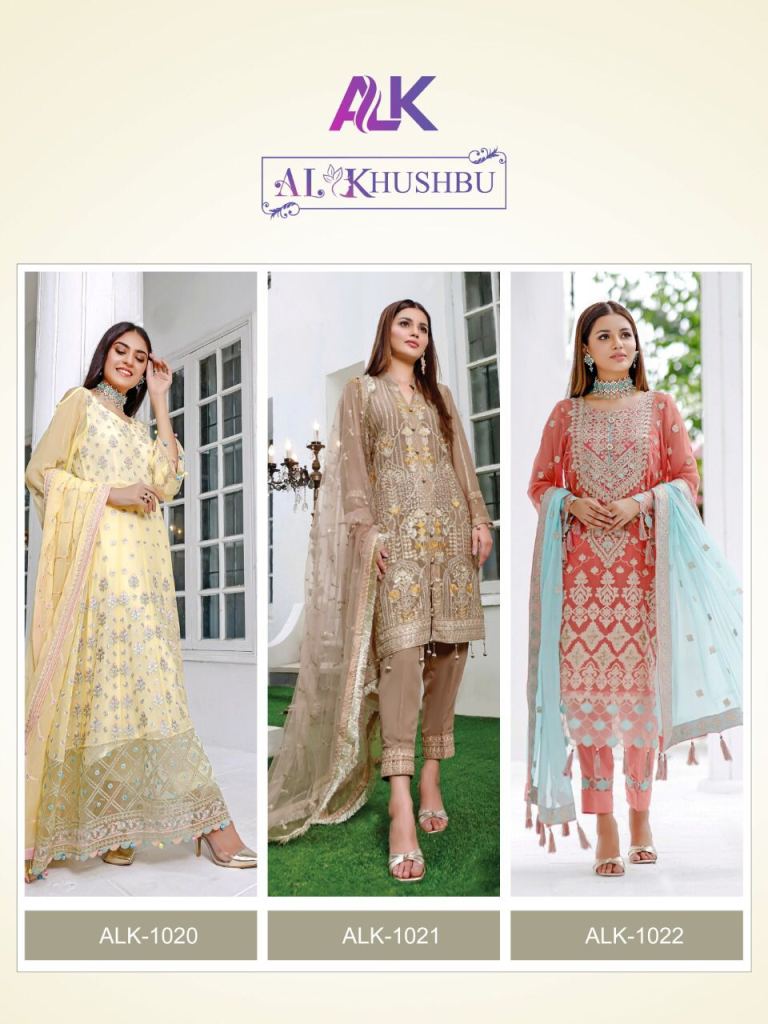 Al Khushbu Vol 3 Georgette Embroidered Pakistani Salwar Suits Catalog