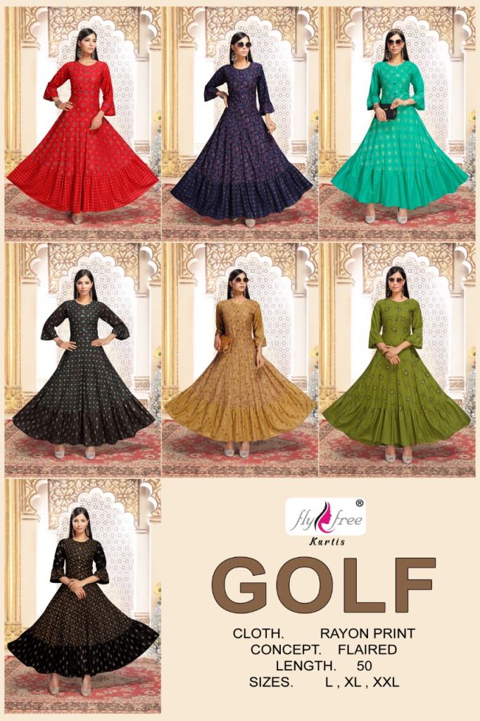 Fly Free Golf Designer Long Kurtis Catalog