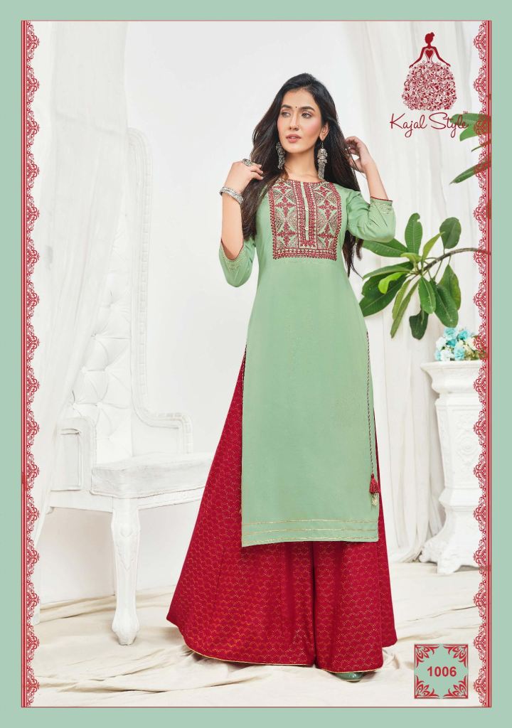 Kajal Style Fashion Bloom Vol 1 Fancy Wear Embroidery Kurti With Bottom Catalog