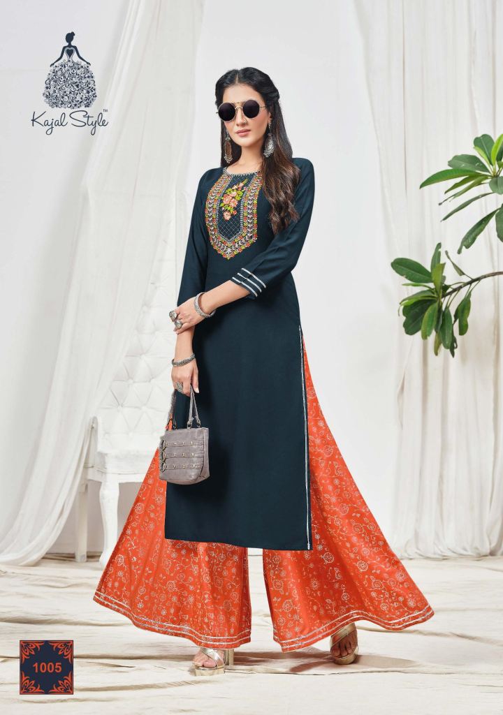 Kajal Style Fashion Bloom Vol 1 Fancy Wear Embroidery Kurti With Bottom Catalog