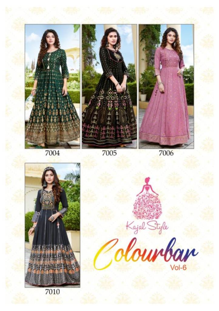 Kajal Style Fashion Colourbar Vol 6 Fancy Wear Designer Anarkali Long Kurti Catalog