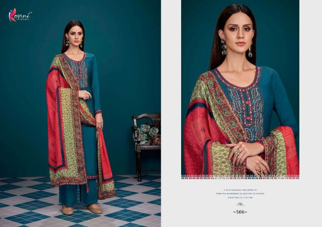 Kesari Trendz Masakali Viscose Muslin With Embroidery Work Dress Material Catalog