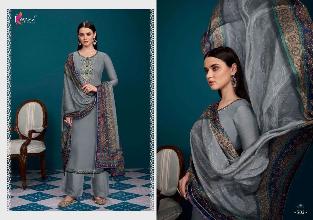 Kesari Trendz Masakali Viscose Muslin With Embroidery Work Dress Material Catalog