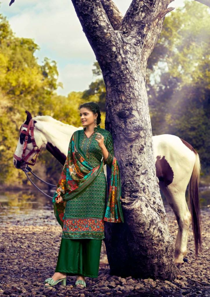 Kesariya Saaira Pashmina Dress Material Catalog