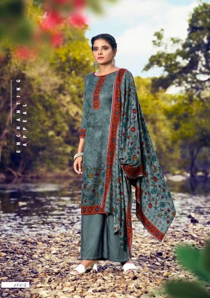Kesariya Saaira Pashmina Dress Material Catalog