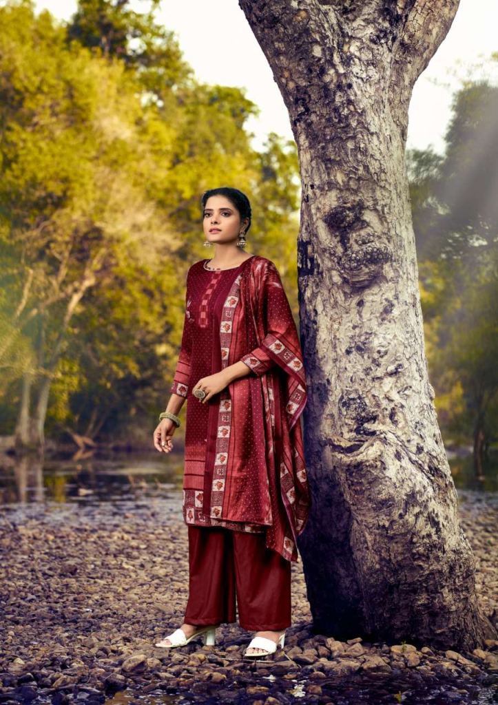 Kesariya Saaira Pashmina Dress Material Catalog