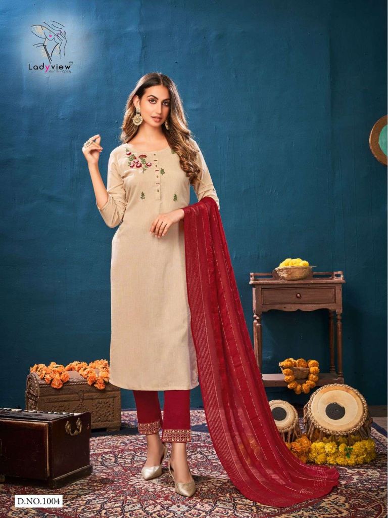 Ladyview Sarangi Fancy Khatli Hand Work Top With Bottom And Dupatta Catalog