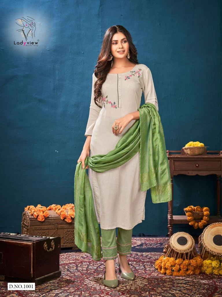 Ladyview Sarangi Fancy Khatli Hand Work Top With Bottom And Dupatta Catalog