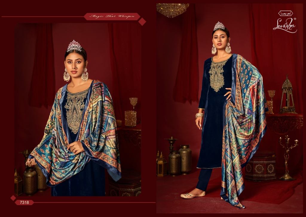 Levisha Mehreen Designer Wear Velvet Pashmina Dress Material Catalog