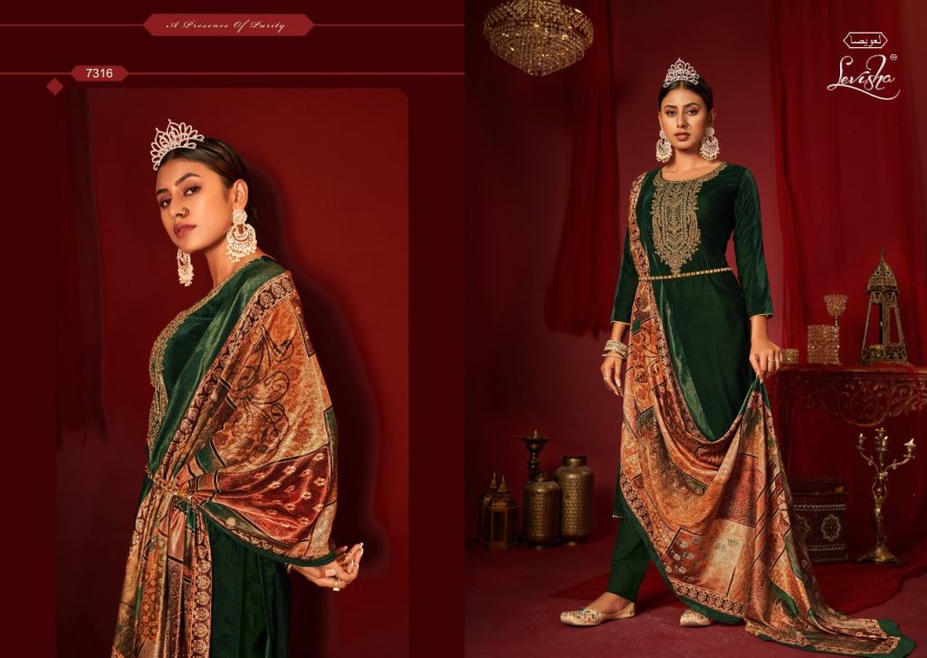 Levisha Mehreen Designer Wear Velvet Pashmina Dress Material Catalog