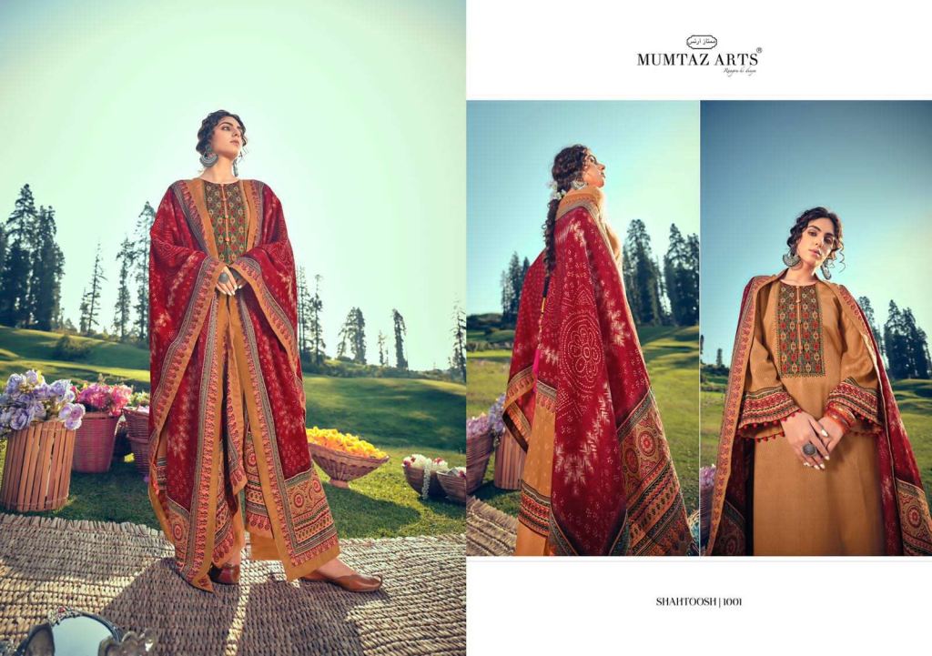 Mumtaz Arts Shahtoosh Pure Pashmina Print With Embroidery Dress Material