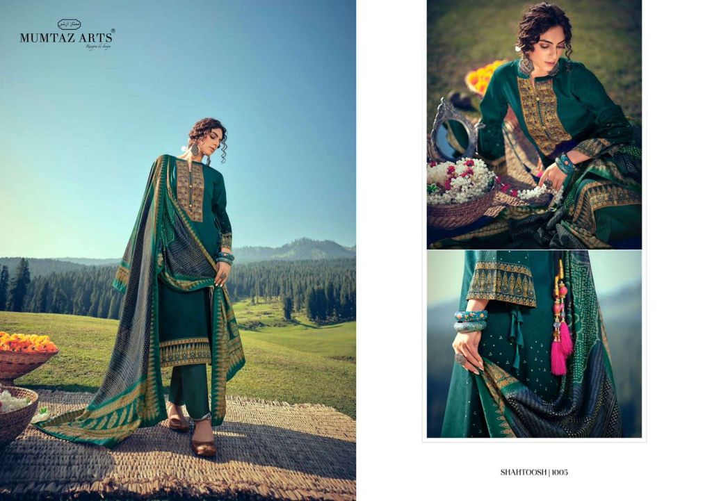 Mumtaz Arts Shahtoosh Pure Pashmina Print With Embroidery Dress Material