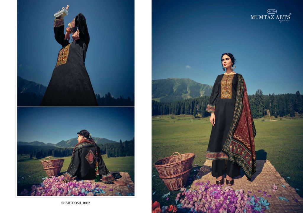 Mumtaz Arts Shahtoosh Pure Pashmina Print With Embroidery Dress Material