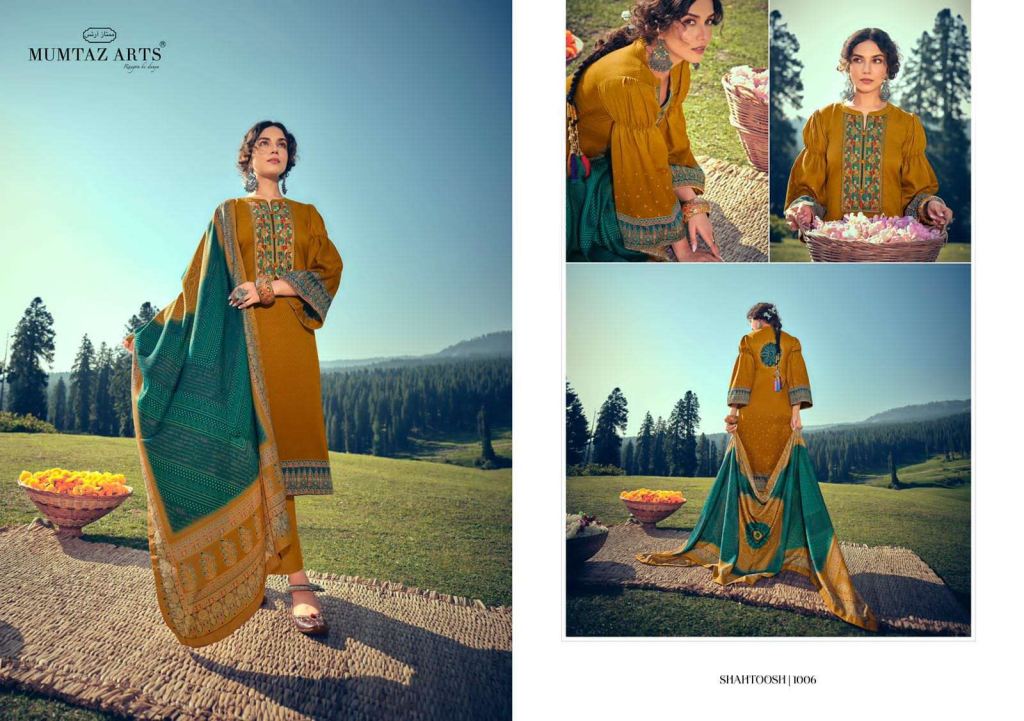 Mumtaz Arts Shahtoosh Pure Pashmina Print With Embroidery Dress Material