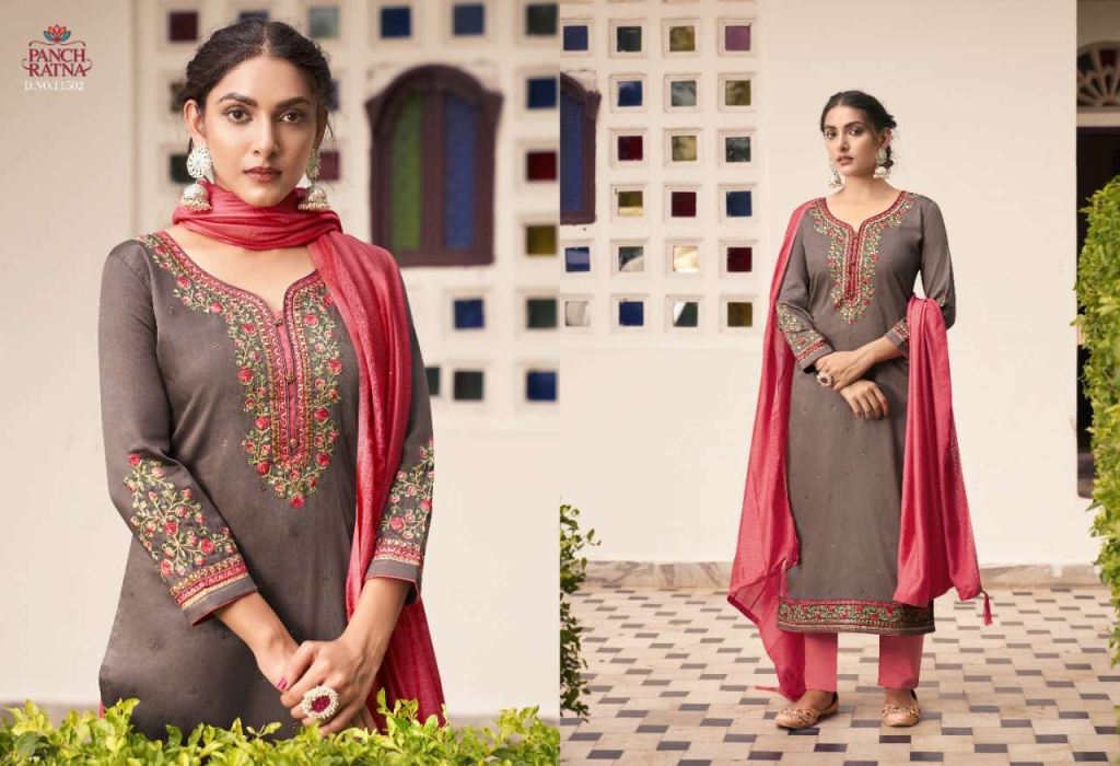 Panch Ratna Floral Designer Dress Material Catalog