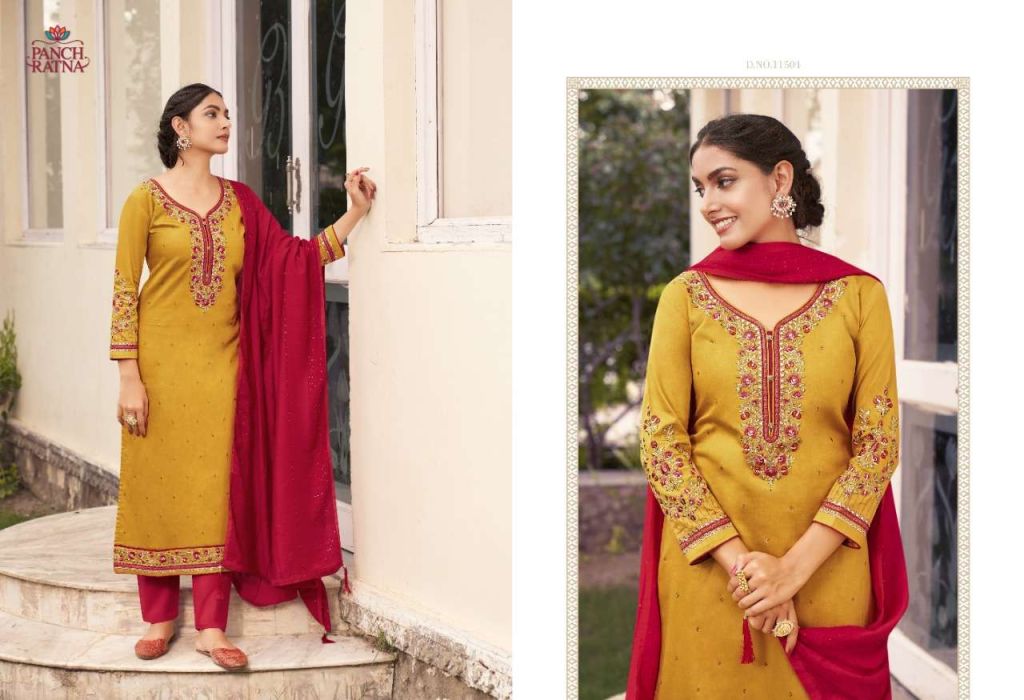Panch Ratna Floral Designer Dress Material Catalog
