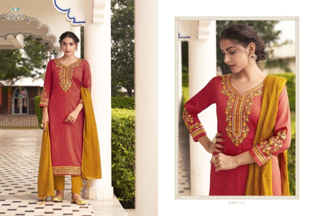Panch Ratna Floral Designer Dress Material Catalog