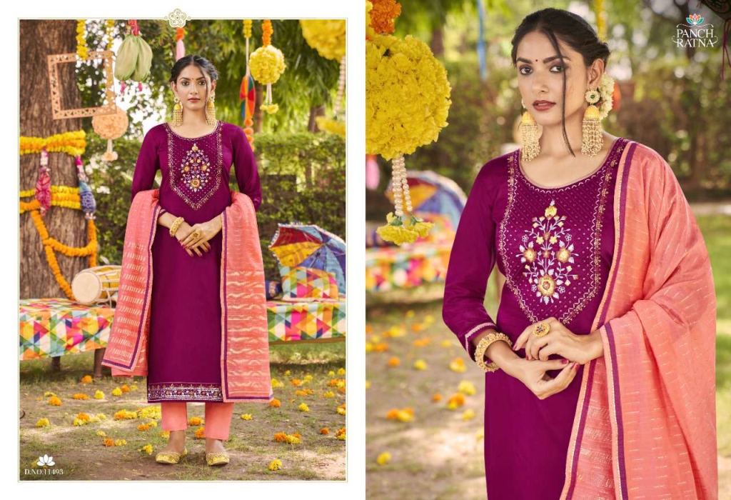 Panch Ratna Navya Jam Silk With Sequence Work Wholesale Dress Material Catalog