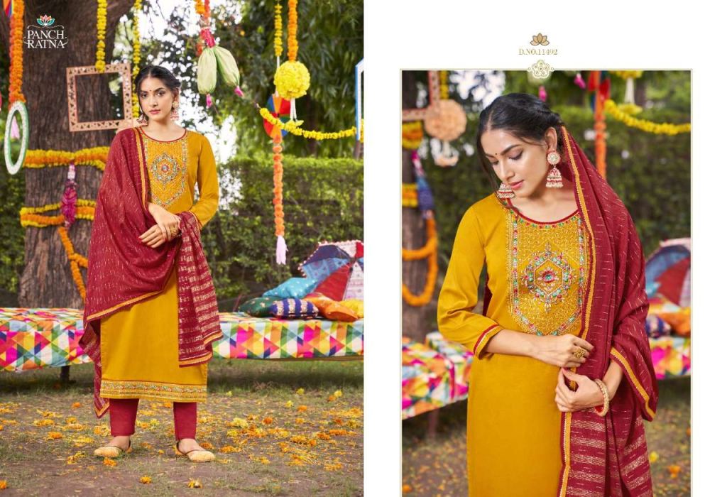 Panch Ratna Navya Jam Silk With Sequence Work Wholesale Dress Material Catalog