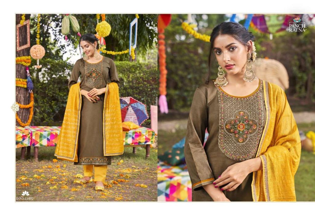 Panch Ratna Navya Jam Silk With Sequence Work Wholesale Dress Material Catalog
