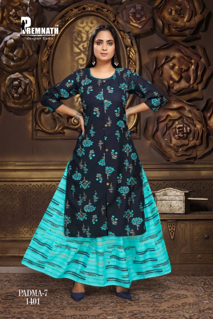 Purchase Now Latest Long Skirt With Kurti Navy Blue Color Long Kurti With  Striped Design Skirt – Lady India