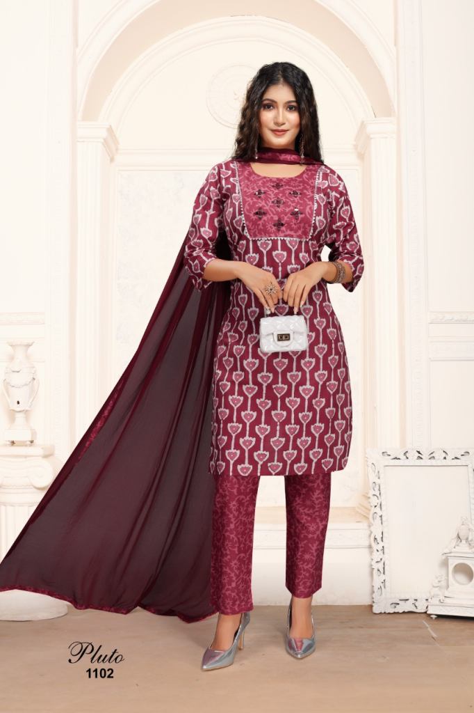 Premnath Pluto Vol 6 Designer Kurti Pant With Dupatta Catalog