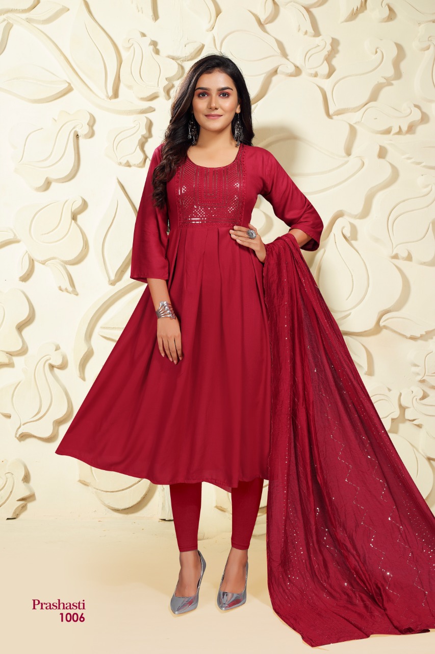 Premnath Prashashti Vol 5 Ethnic Wear Sequence Anarkali Long Kurti With Dupatta Catalog