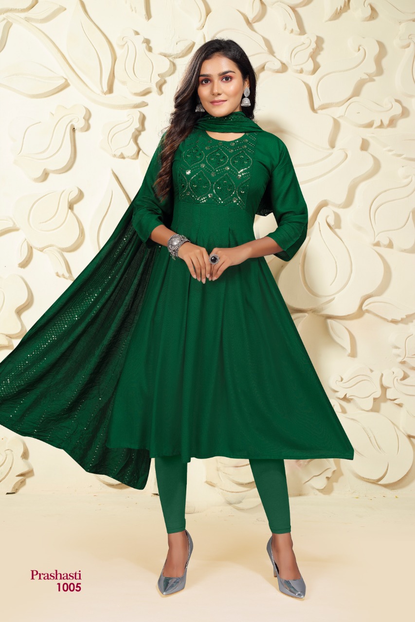 Premnath Prashashti Vol 5 Ethnic Wear Sequence Anarkali Long Kurti With Dupatta Catalog