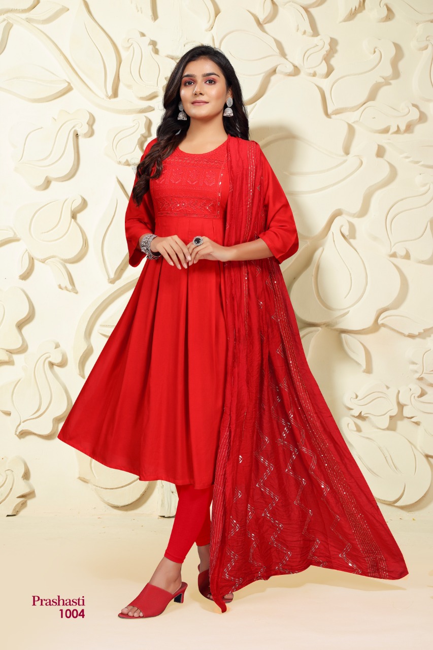 Premnath Prashashti Vol 5 Ethnic Wear Sequence Anarkali Long Kurti With Dupatta Catalog