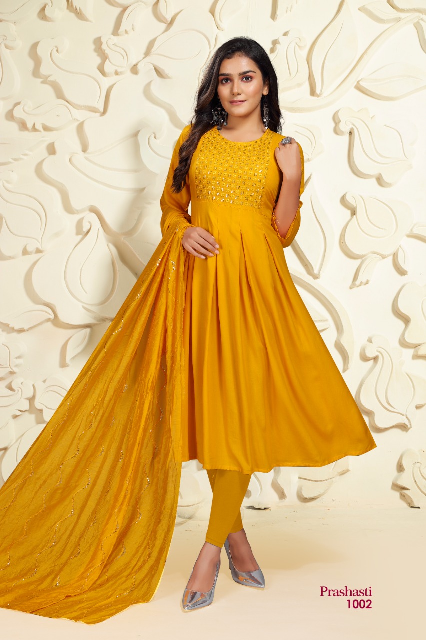 Premnath Prashashti Vol 5 Ethnic Wear Sequence Anarkali Long Kurti With Dupatta Catalog