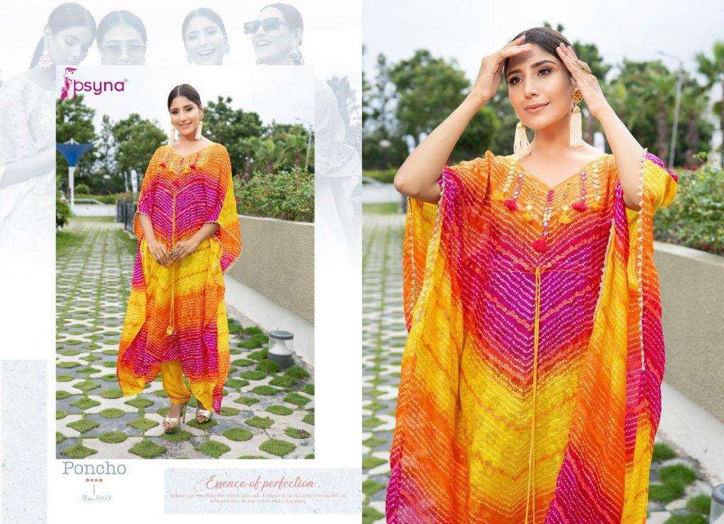 Psyna Poncho Muslin Printed Top With Bottom Catalog