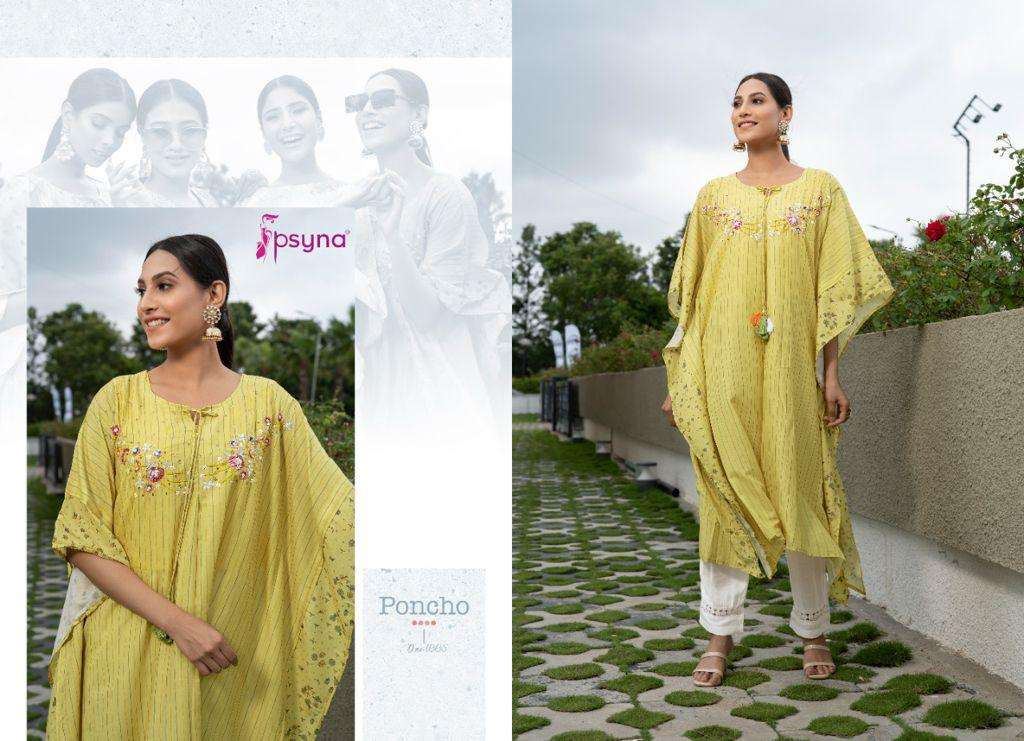 Psyna Poncho Muslin Printed Top With Bottom Catalog