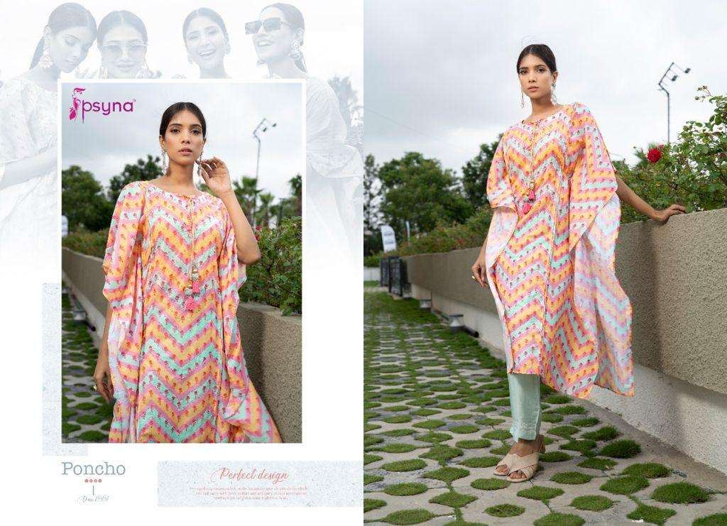 Psyna Poncho Muslin Printed Top With Bottom Catalog
