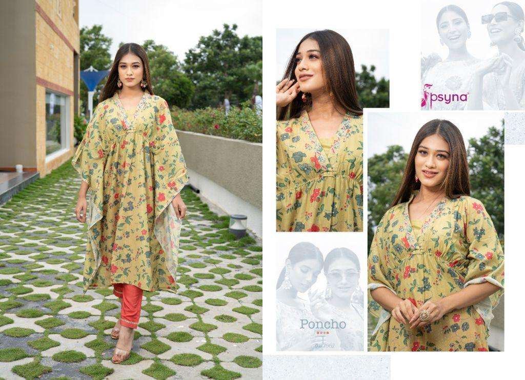 Psyna Poncho Muslin Printed Top With Bottom Catalog