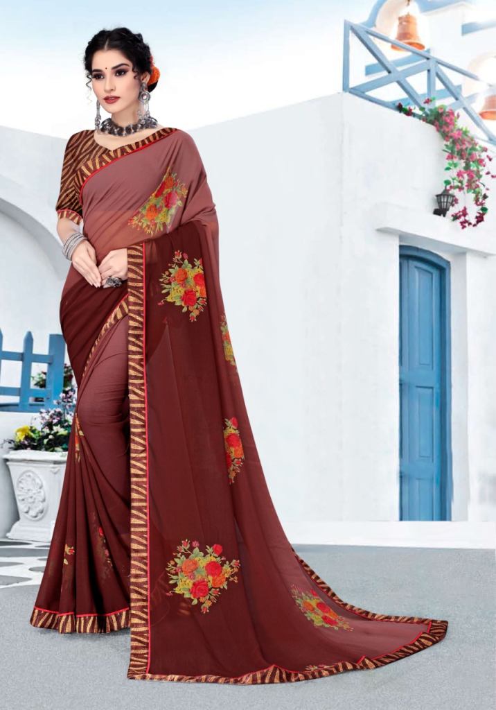 Purva Flower Print Casual Wear Printed Sarees Catalog