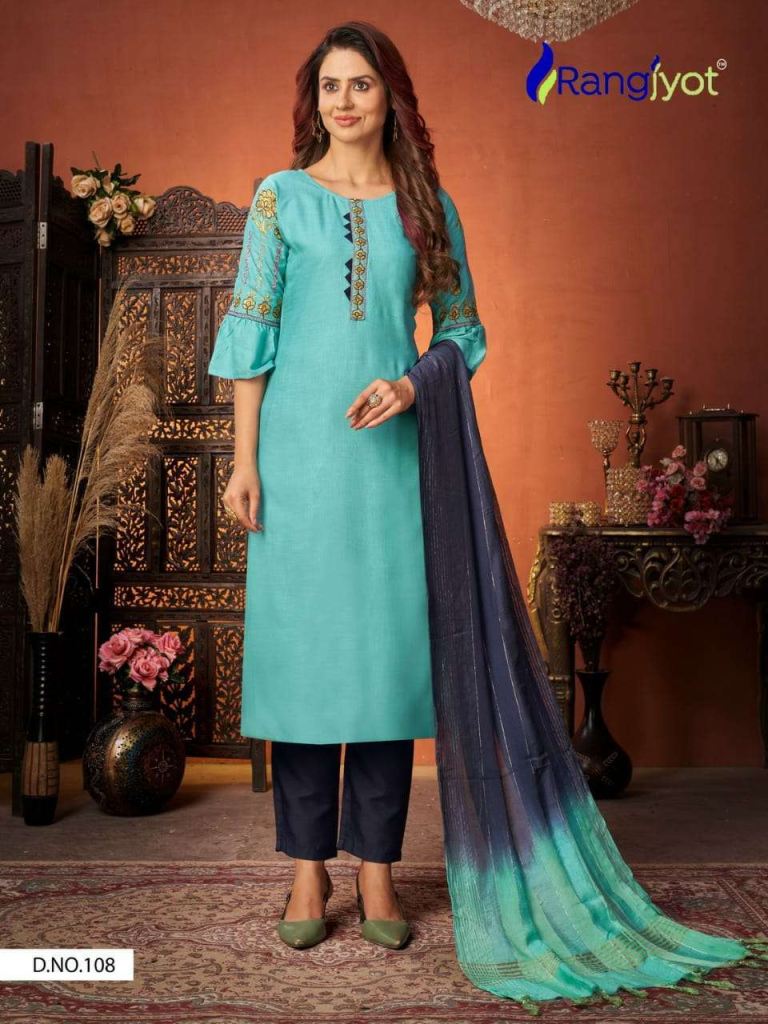 Rangjyot Rang Maya Vol 1 Rayon With Embroidery Work Kurtis With Pant Dupatta Shop