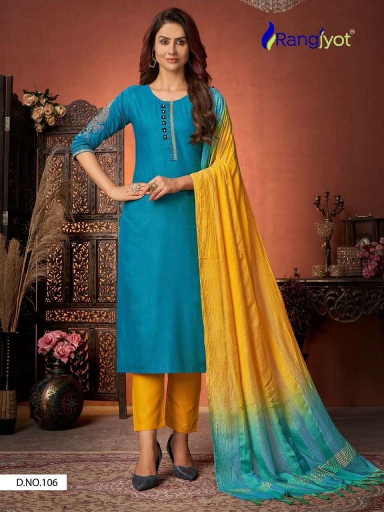 Rangjyot Rang Maya Vol 1 Rayon With Embroidery Work Kurtis With Pant Dupatta Shop