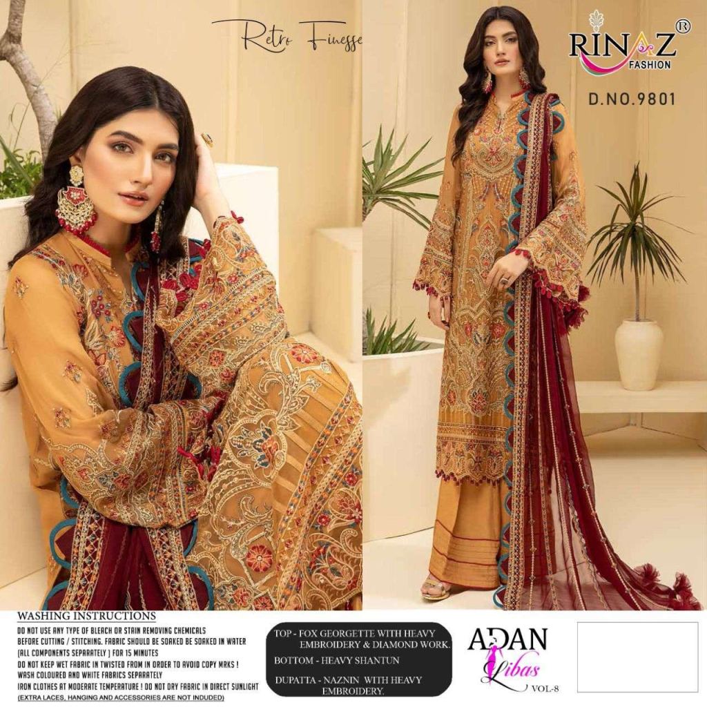 Rinaz Fashion Adan Libas Vol 8 Embroidery Pakistani Suits
