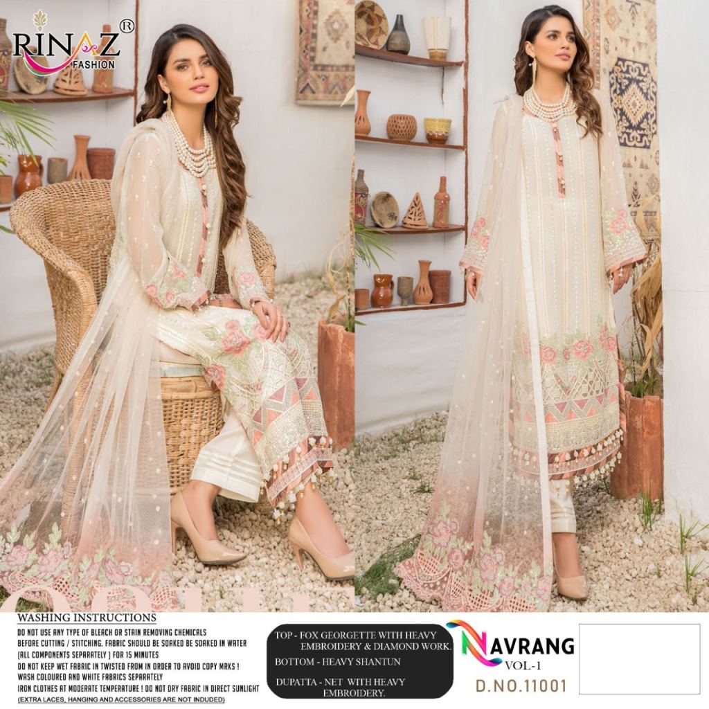Rinaz Navrang Vol 1 Georgette Wear Pakistani Salwar Suits Catalog