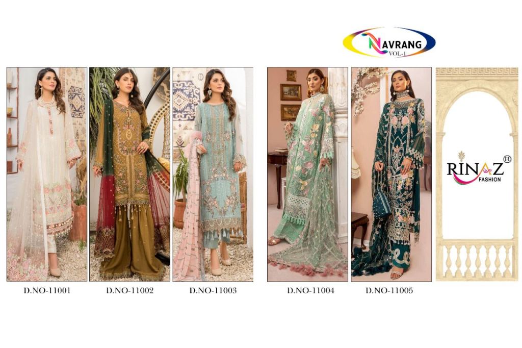 Rinaz Navrang Vol 1 Georgette Wear Pakistani Salwar Suits Catalog