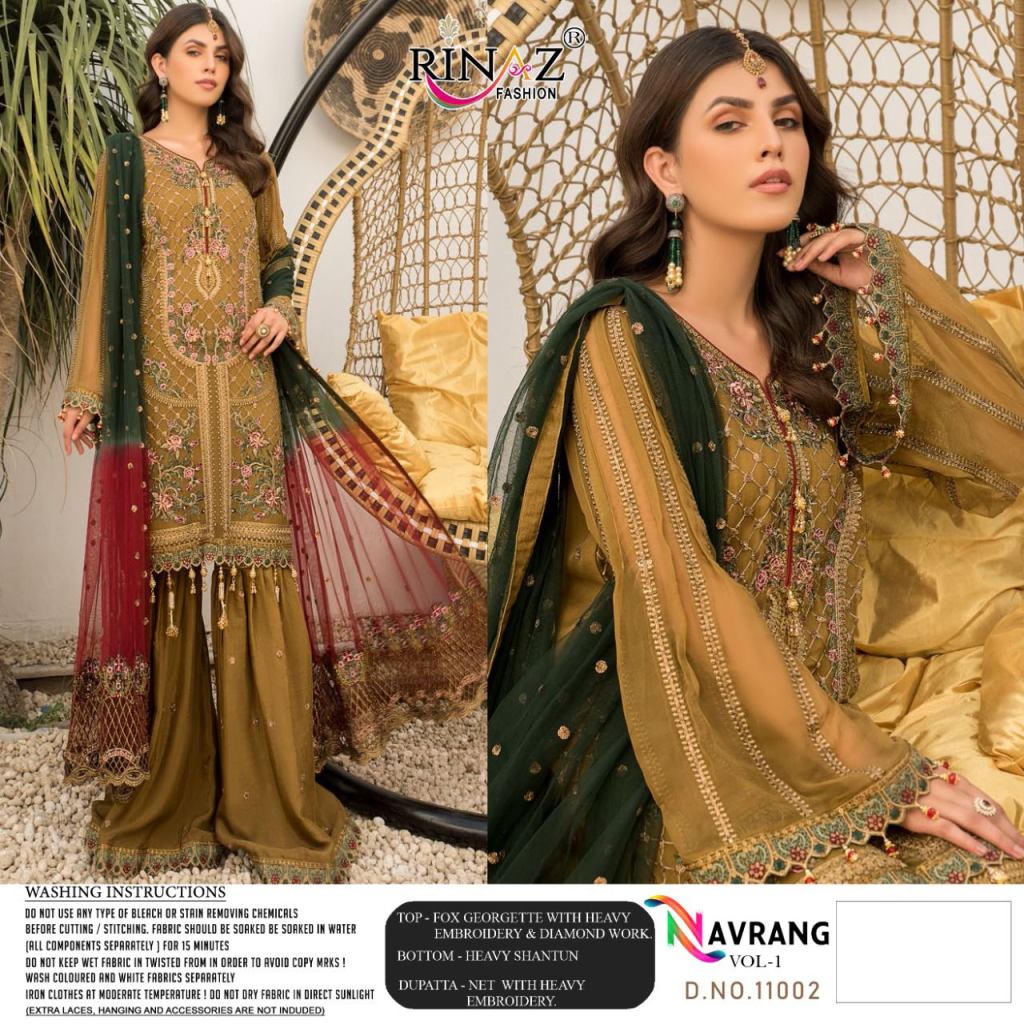 Rinaz Navrang Vol 1 Georgette Wear Pakistani Salwar Suits Catalog