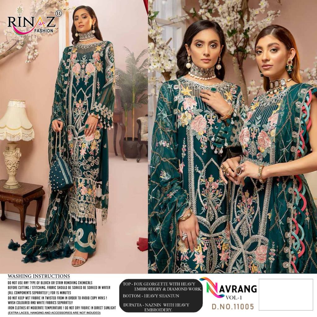 Rinaz Navrang Vol 1 Georgette Wear Pakistani Salwar Suits Catalog