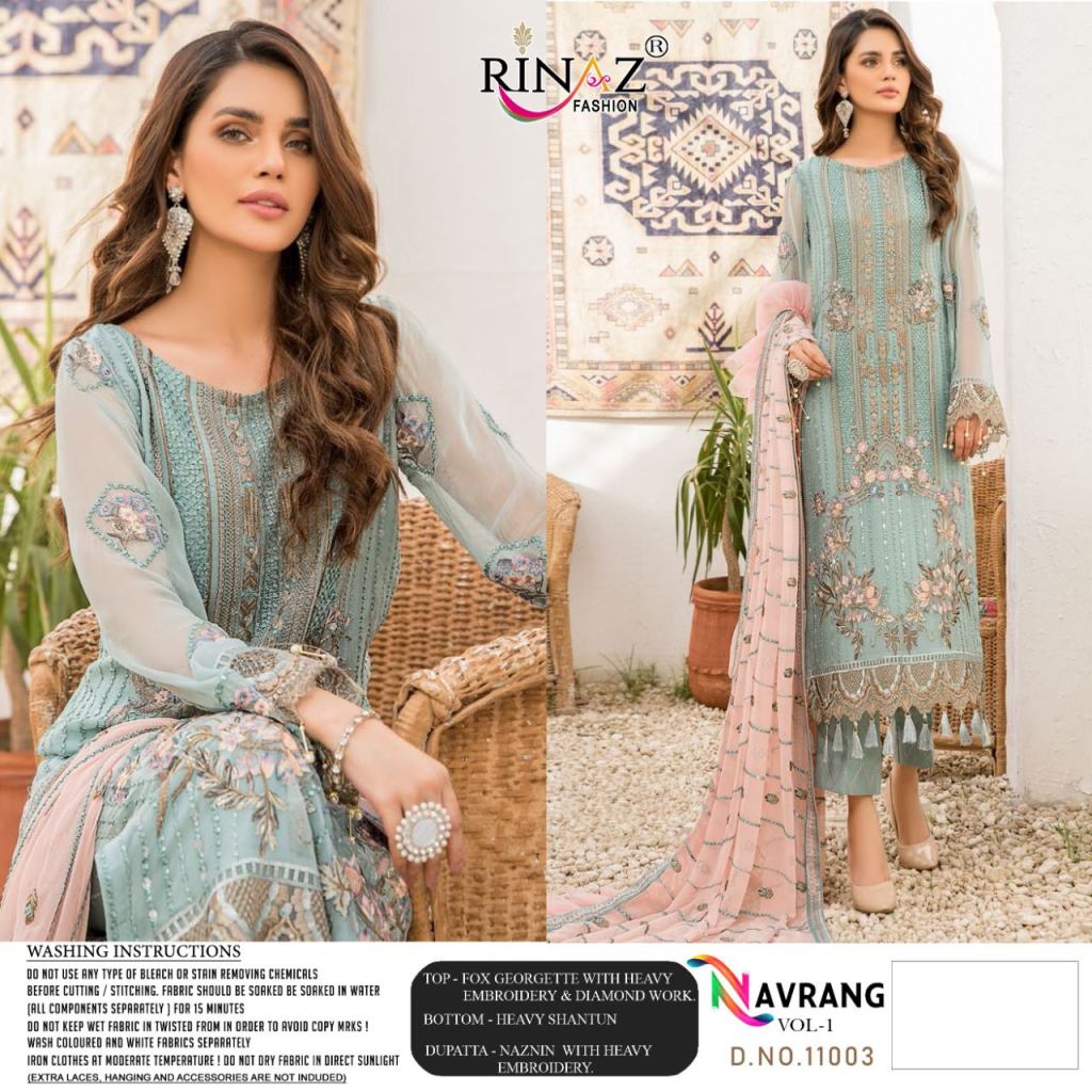 Rinaz Navrang Vol 1 Georgette Wear Pakistani Salwar Suits Catalog