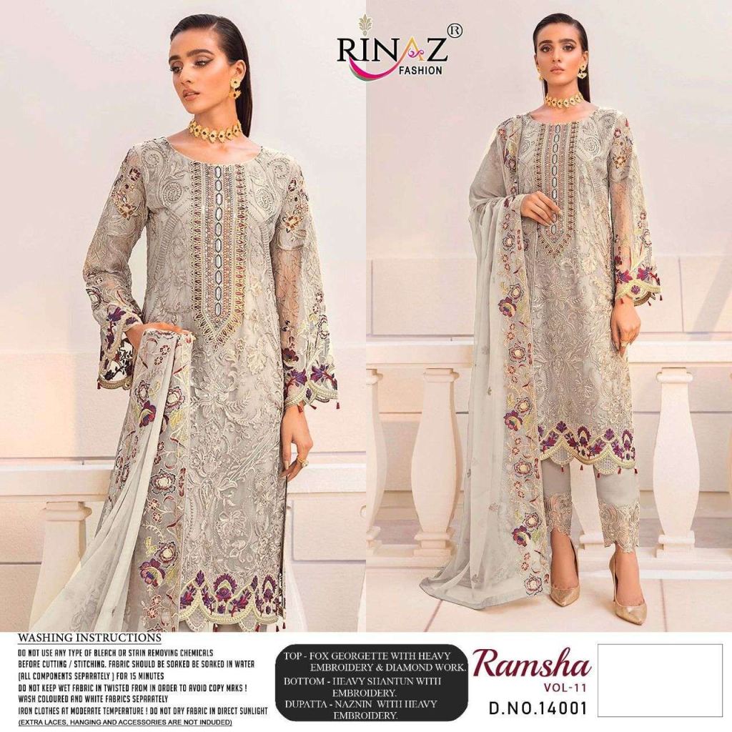 Rinaz Ramsha Vol-11 Fox Georgette With Heavy Work Pakistani Suits Catalog